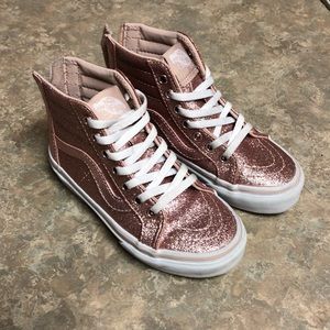 Toddler girl sk8 hi glittery metallic vans